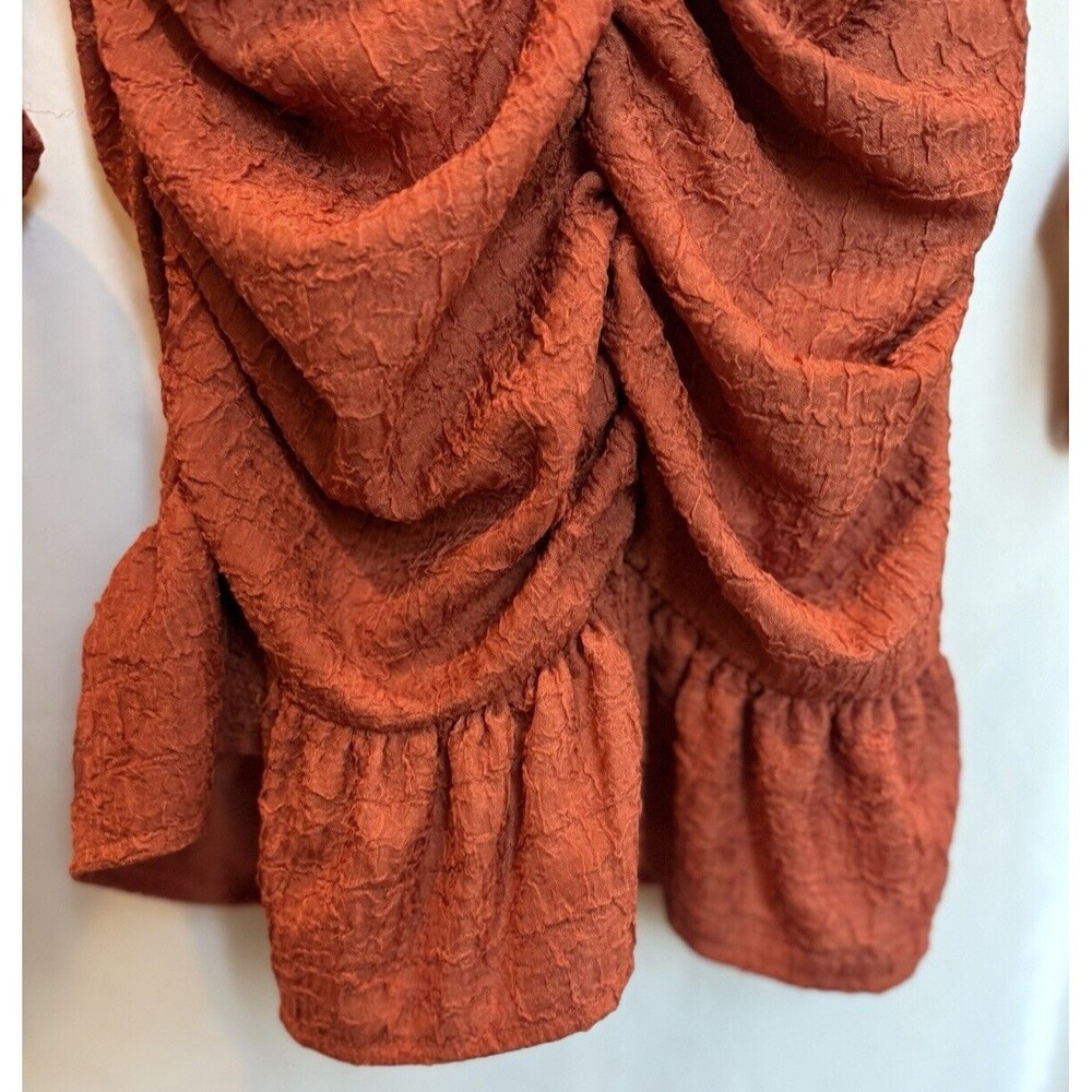 Mini Ruffle Bodycon Cocktail Dress Size 6 Ruched Textured Flirty Party Event - Picture 9 of 15